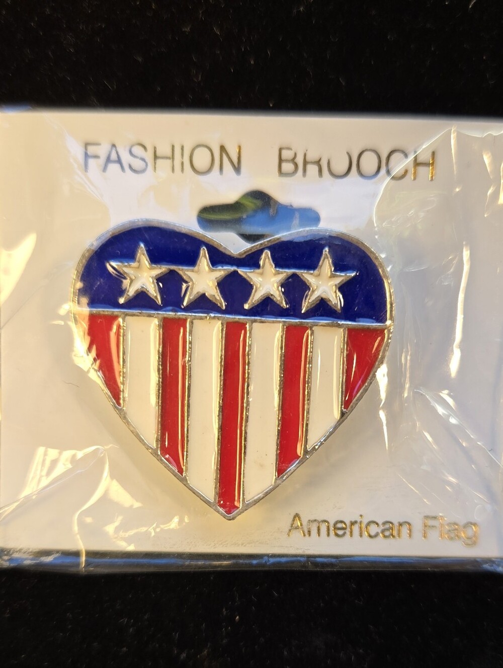 Patriotic Heart American Flag Pin - Red, White & Blue